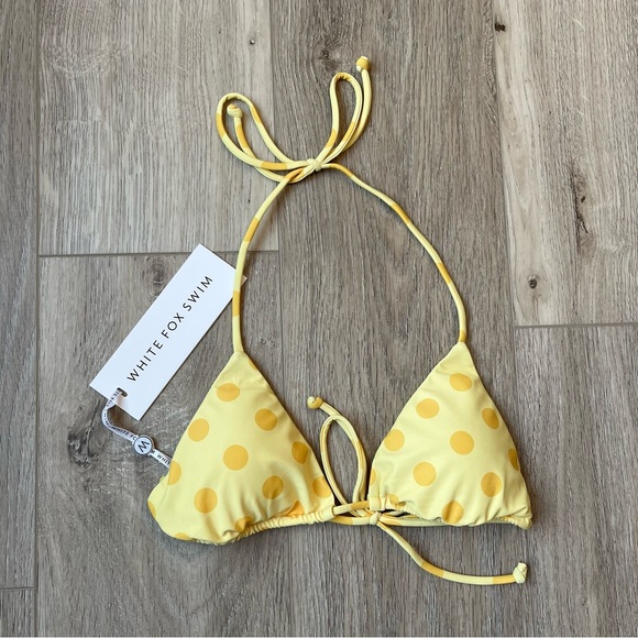 White Fox Golden Hour Bikini Top Lemon Polka Dot - Picture 2 of 6